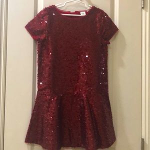Dressy kids dress, sequence, maroon